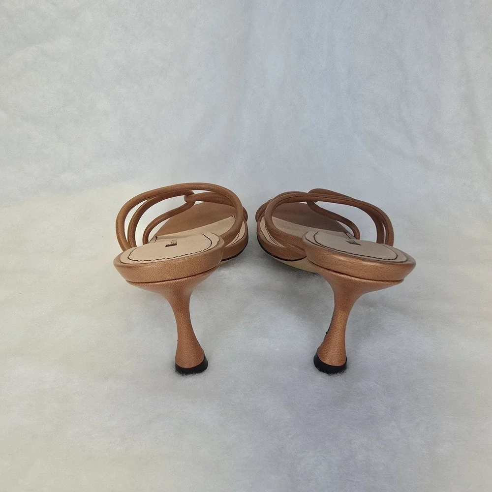 Matiko Arlo Shoes Womens Size 38 Cognac Brown Strappy‎ Heels Sandals Dress